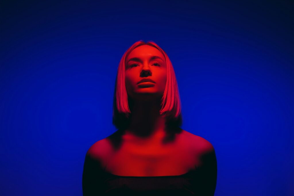 Neon Dreams: Woman in Blue